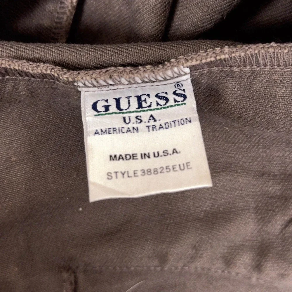 Vintage 90s Guess Jeans USA Brown Denim Trucker Jacket Made in USA Mens L - Picture 6 of 9